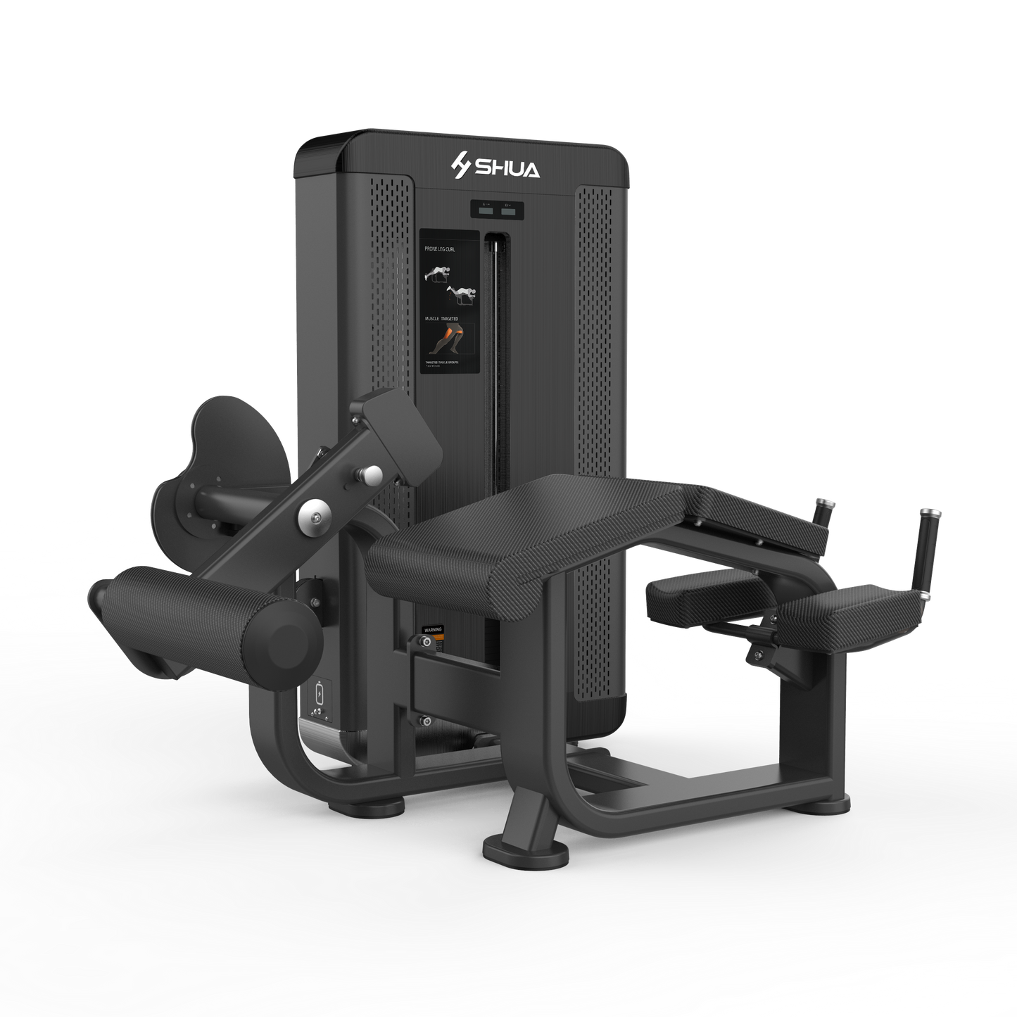 Black gym machine with 'Shua' branding on a white background