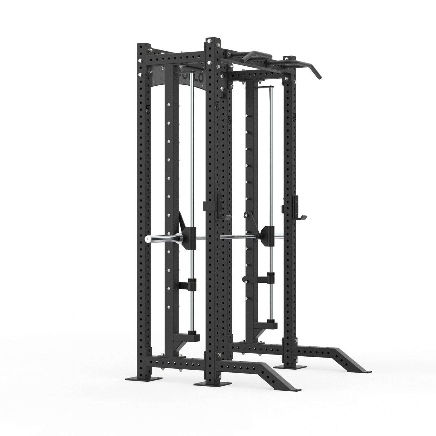 Black power rack on a white background