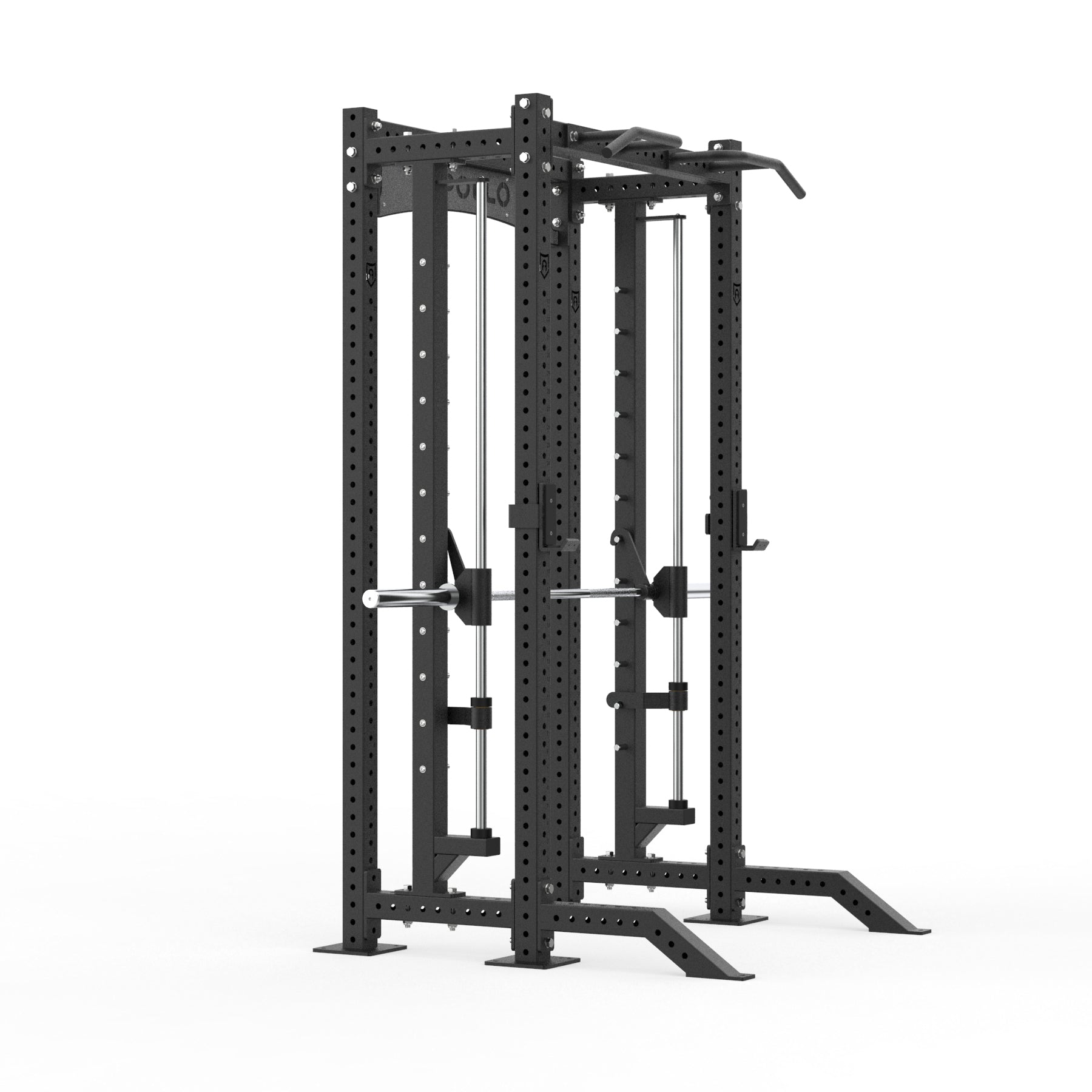 Black power rack on a white background