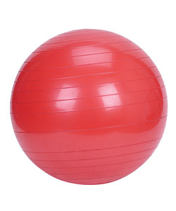 Red exercise ball on a white background