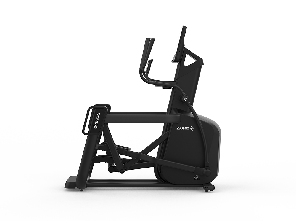Black elliptical machine on a white background