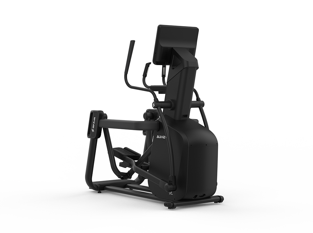 Black elliptical machine on a white background
