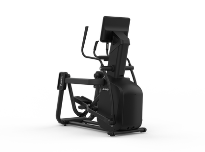 Black elliptical machine on a white background
