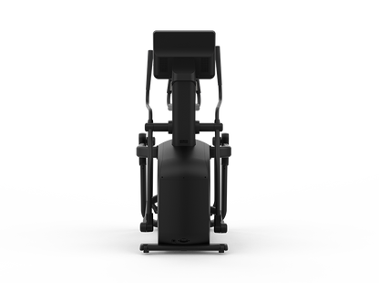 Black rowing machine on a white background