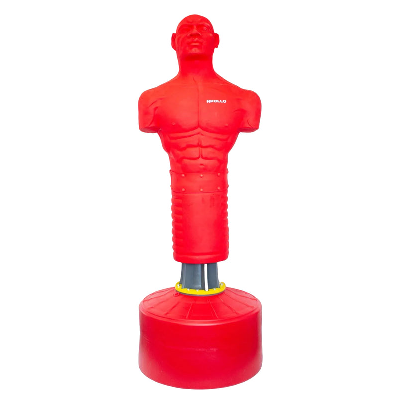 Red punching bag with a visible brand logo on a white background