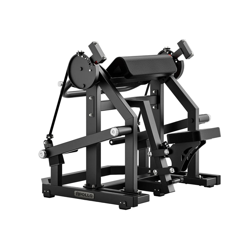 Black gym machine with 'Apollo' branding on a white background