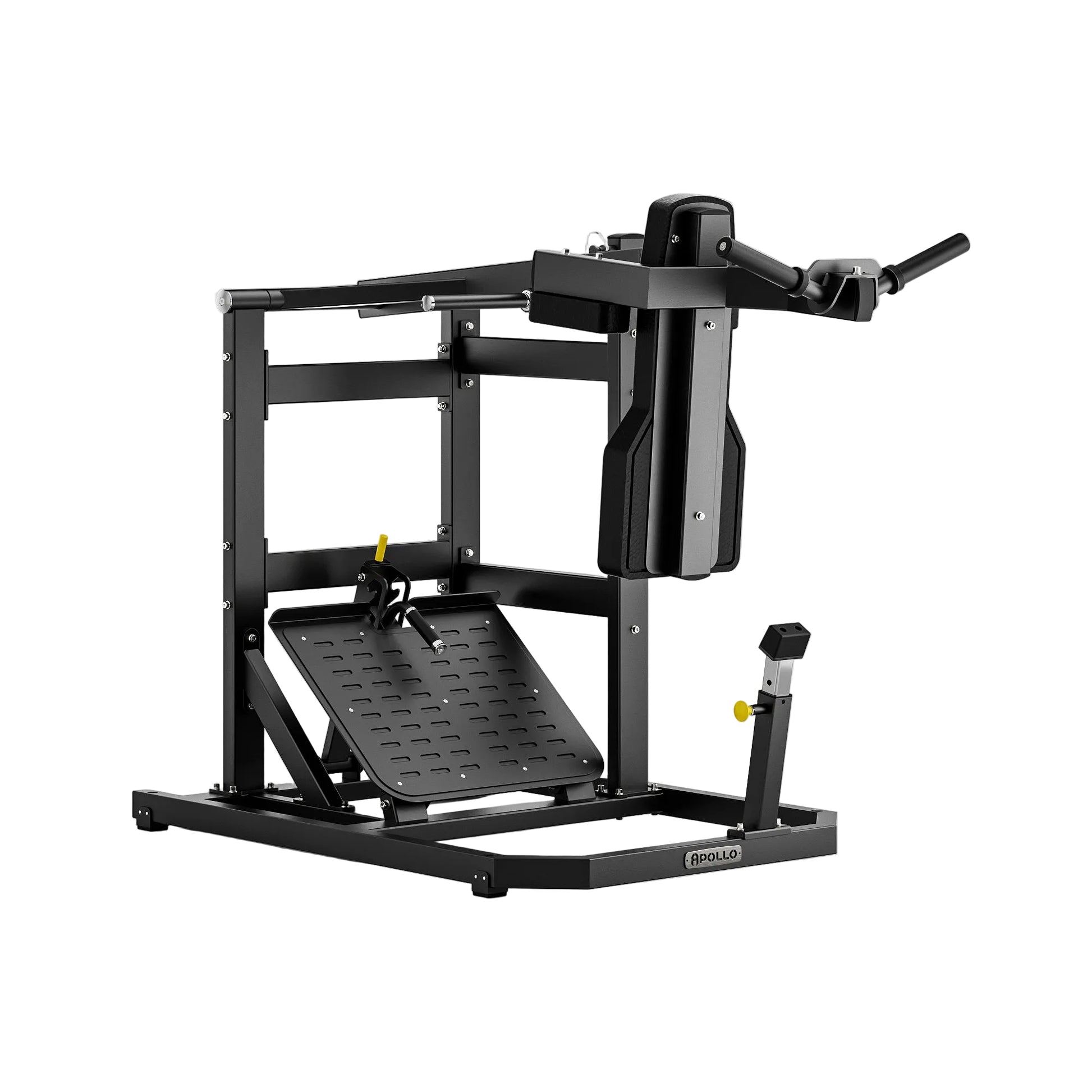 Black exercise machine on a white background