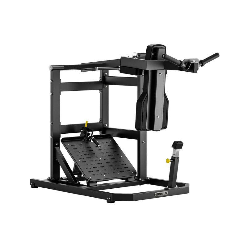Black exercise machine on a white background
