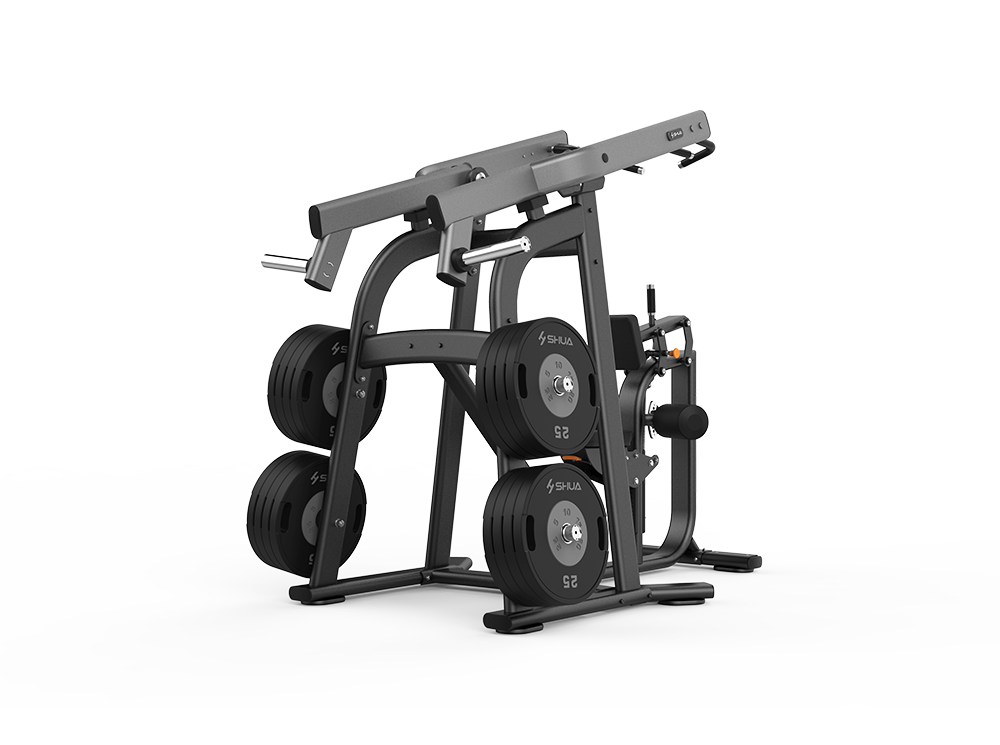 Gym machine with weights on a white background