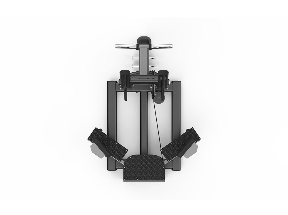 Black and gray exercise machine on a white background