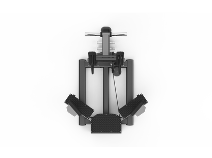 Black and gray exercise machine on a white background