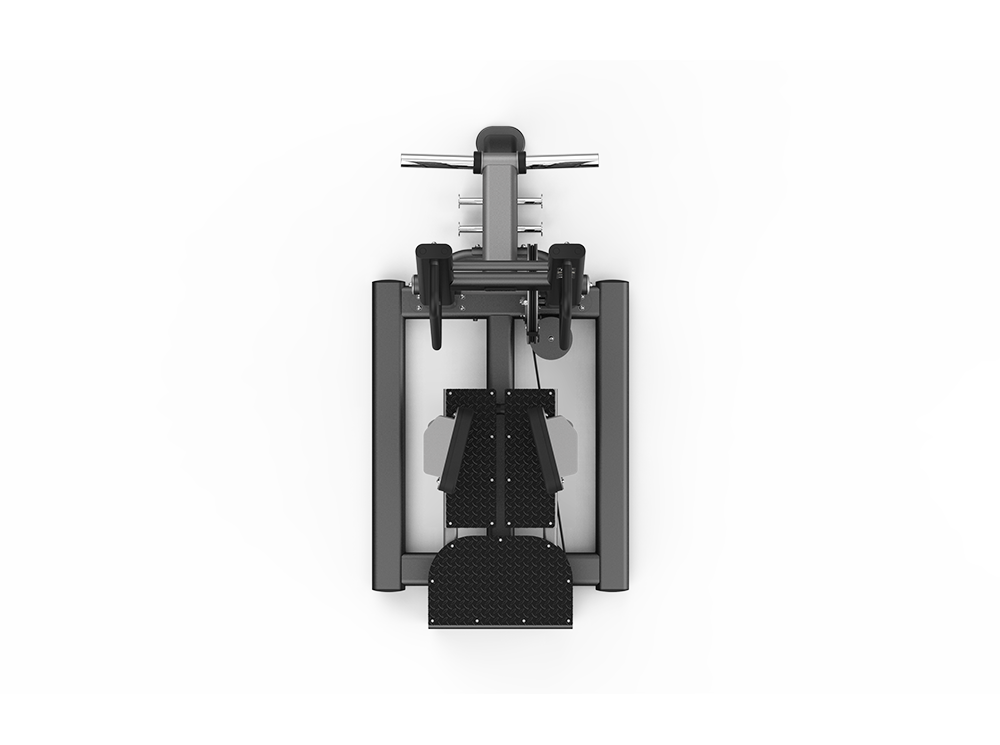 Black and gray exercise machine on a white background