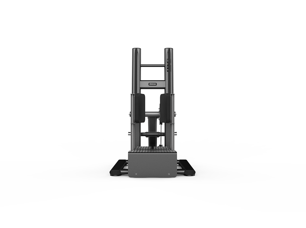 Gray hydraulic hand truck on a white background