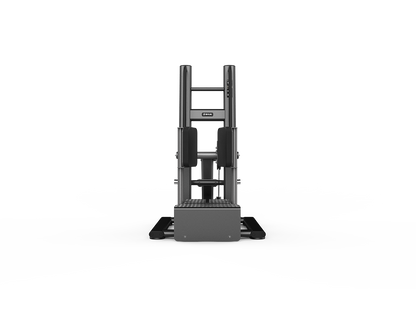 Gray hydraulic hand truck on a white background