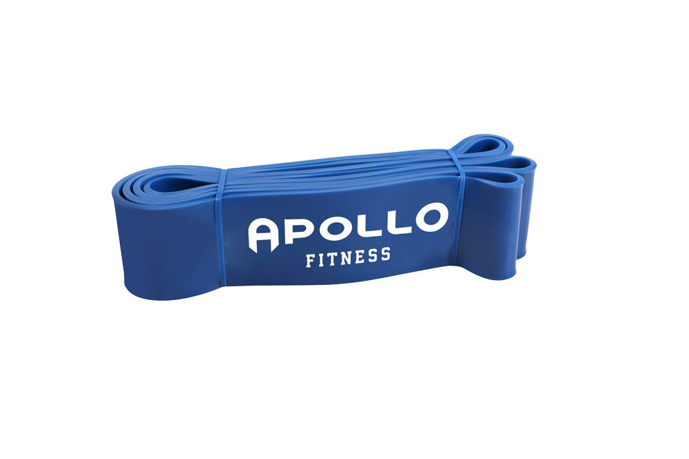 Apollo Fitness blue resistance workout bands on a white background