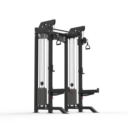 Black weightlifting rack on a white background