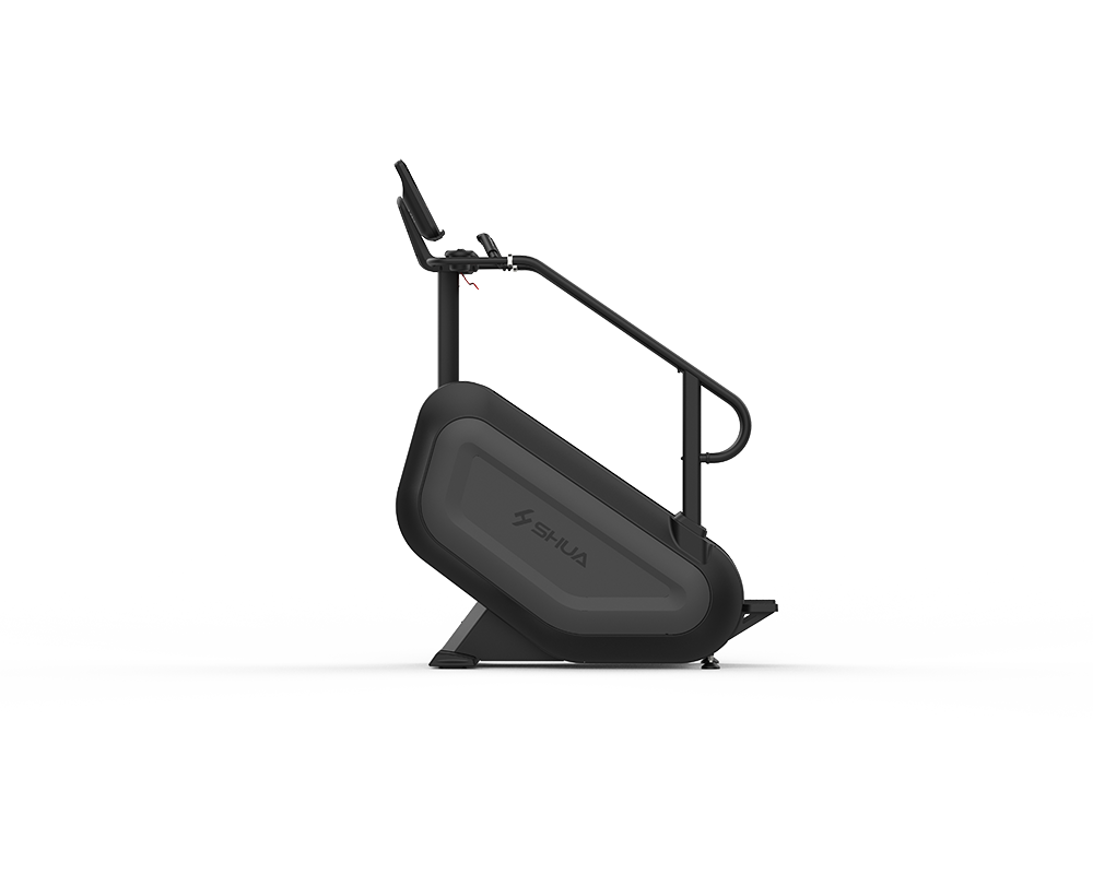 Black elliptical machine on a white background