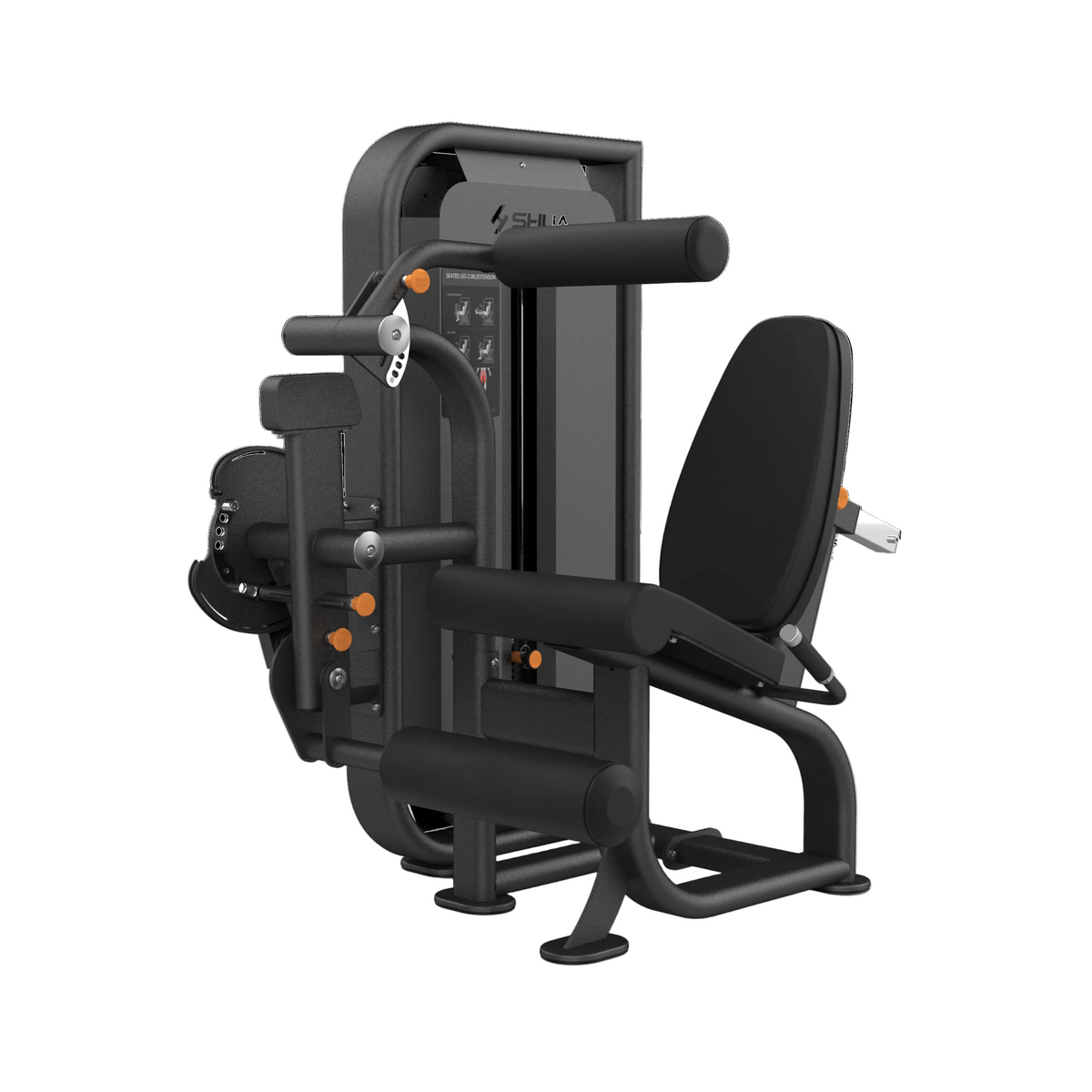 Gym machine with black frame and control panel on a white background