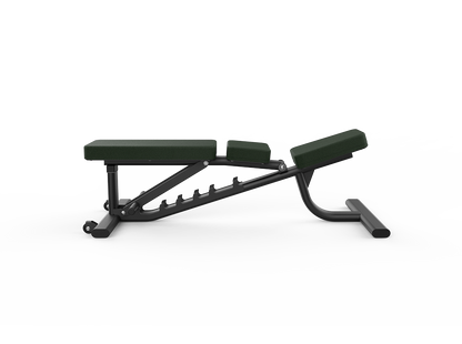 Black adjustable weight bench on a white background