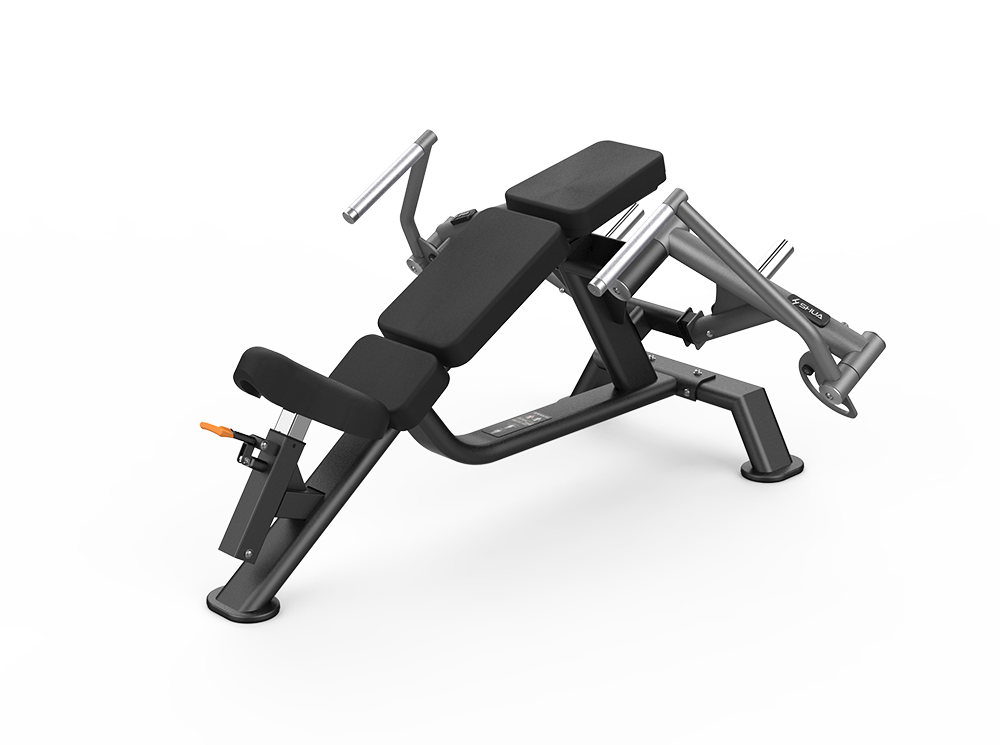 Black adjustable weight bench on a white background