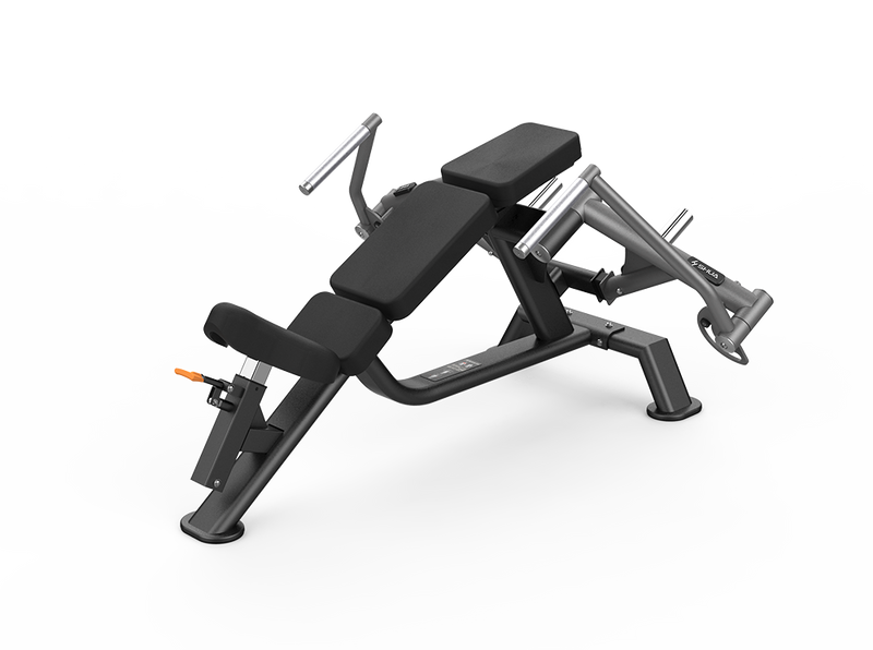 Black adjustable weight bench on a white background