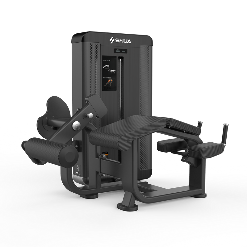 Black gym machine with 'Shua' branding on a white background