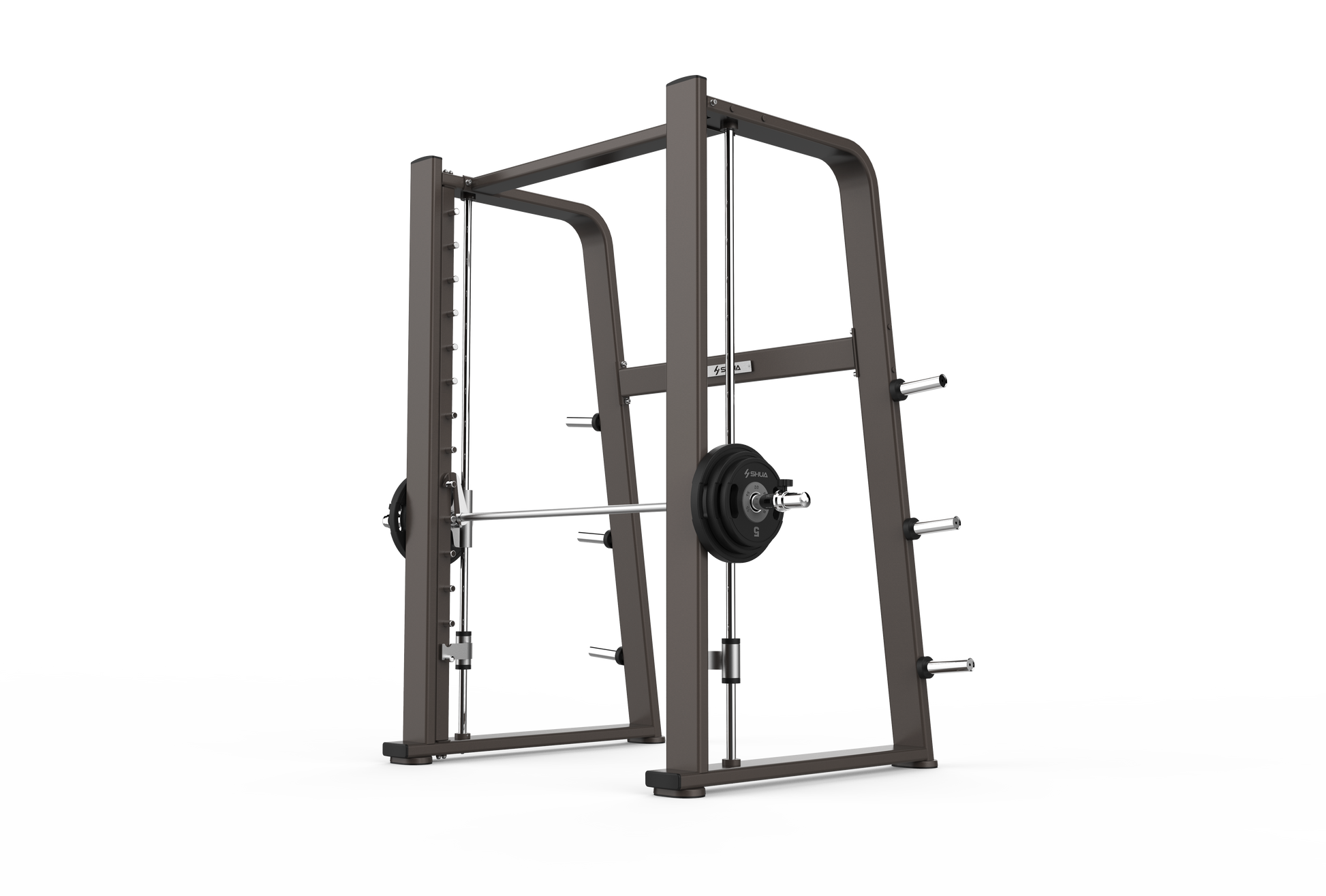 A gray Apollo Smith machine with a powder coated finish, strong durable cables, and weight storage at the rear.