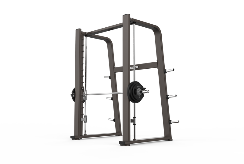 A gray Apollo Smith machine with a powder coated finish, strong durable cables, and weight storage at the rear.