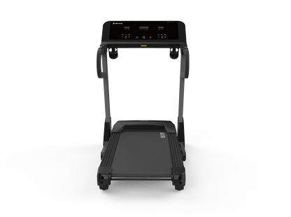 Treadmill with a digital display on a white background