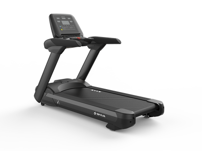 Treadmill with digital display on a white background