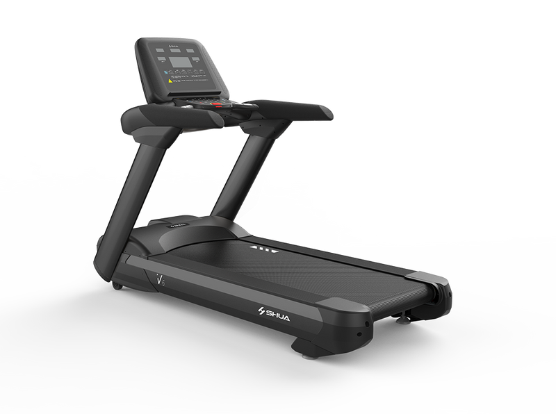 Treadmill with digital display on a white background