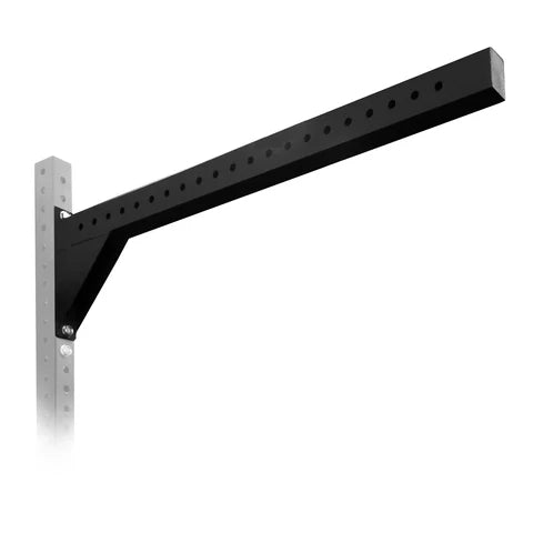 Black metal shelf bracket on a white background