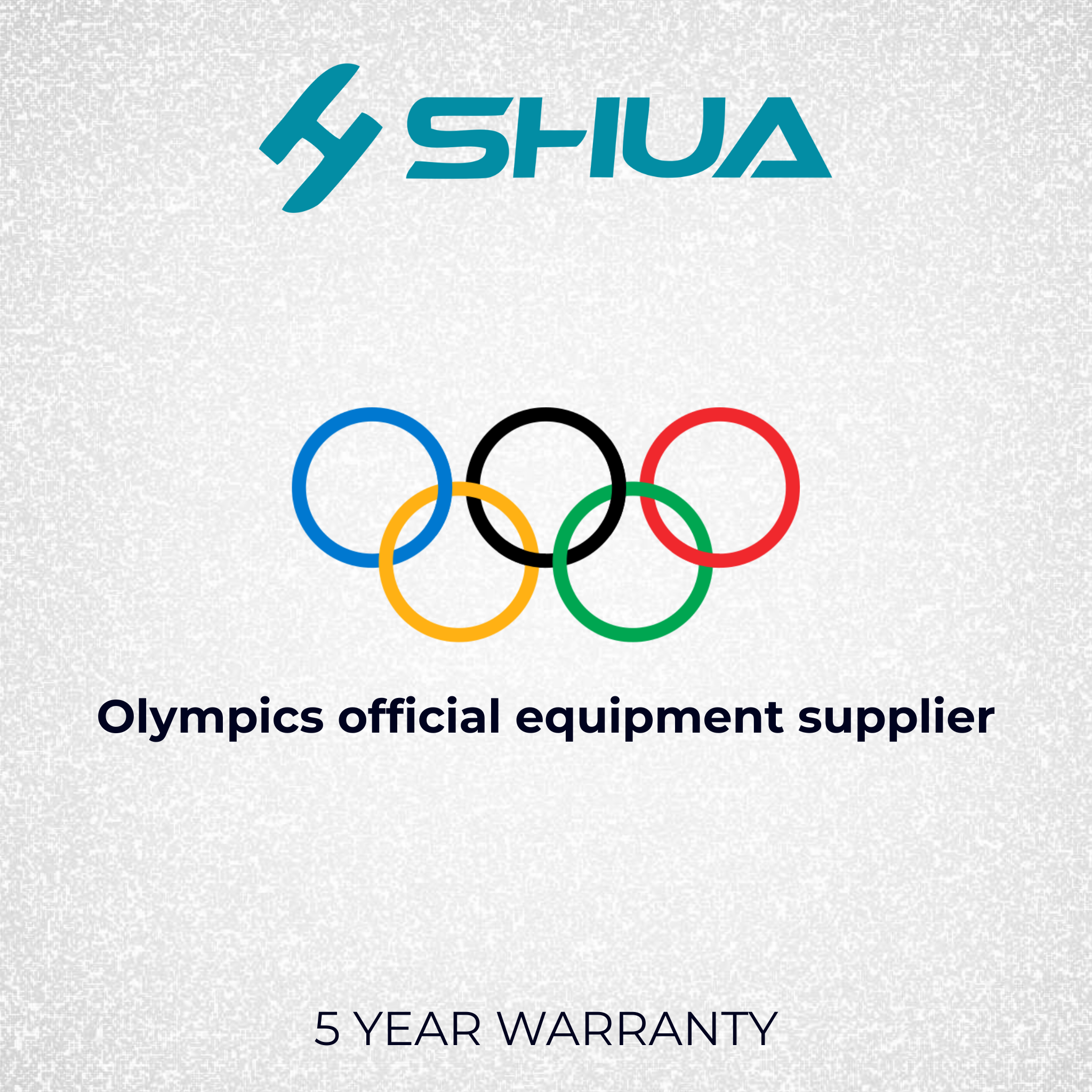 SHUA logo with Olympic rings on a light gray background
