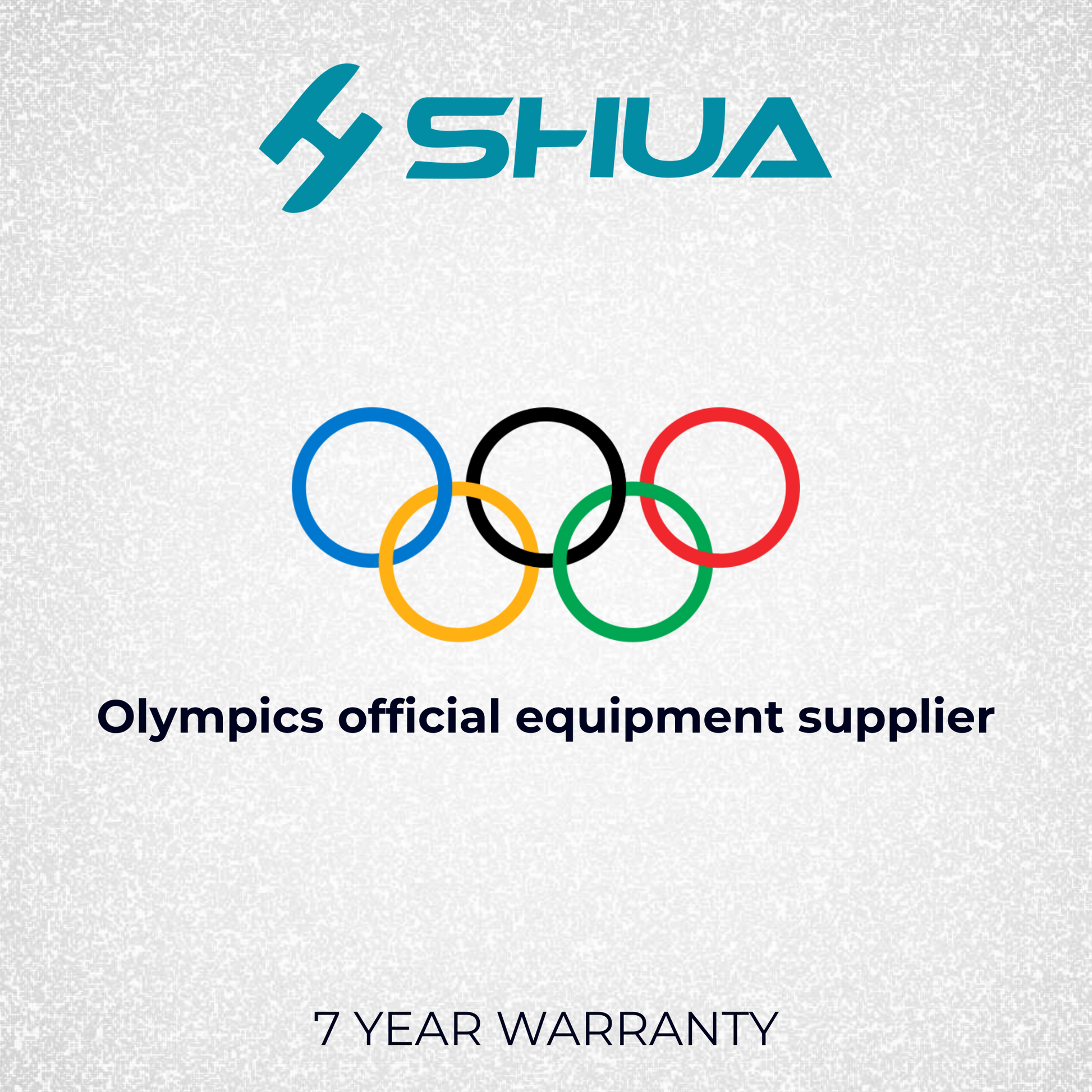 SHUA logo with Olympic rings and text on a light gray background