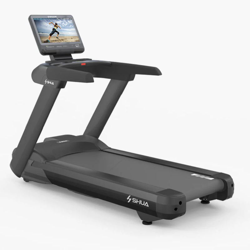 Treadmill with a screen on a white background