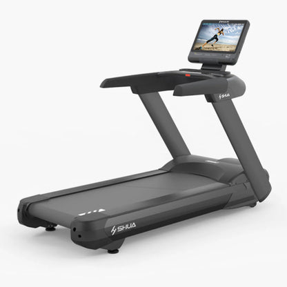 Treadmill with a digital display on a white background