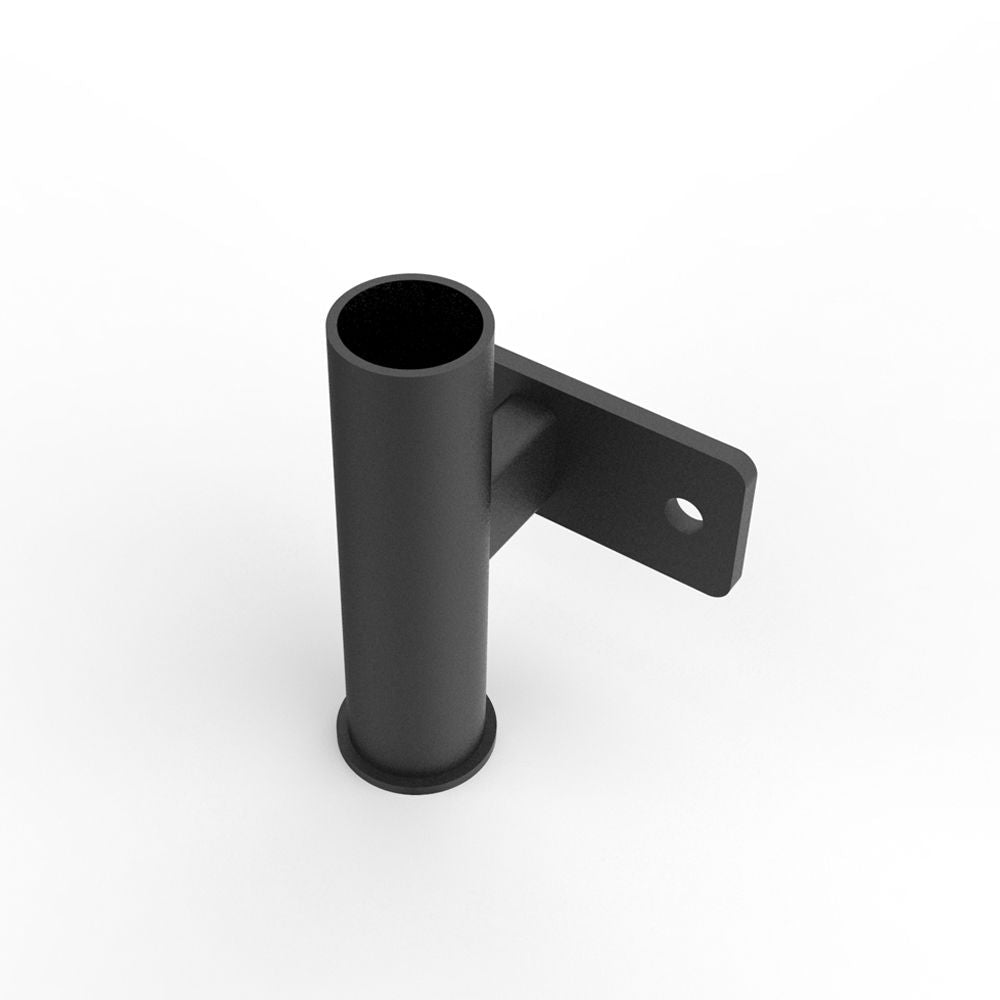 Black metal bracket on a white background