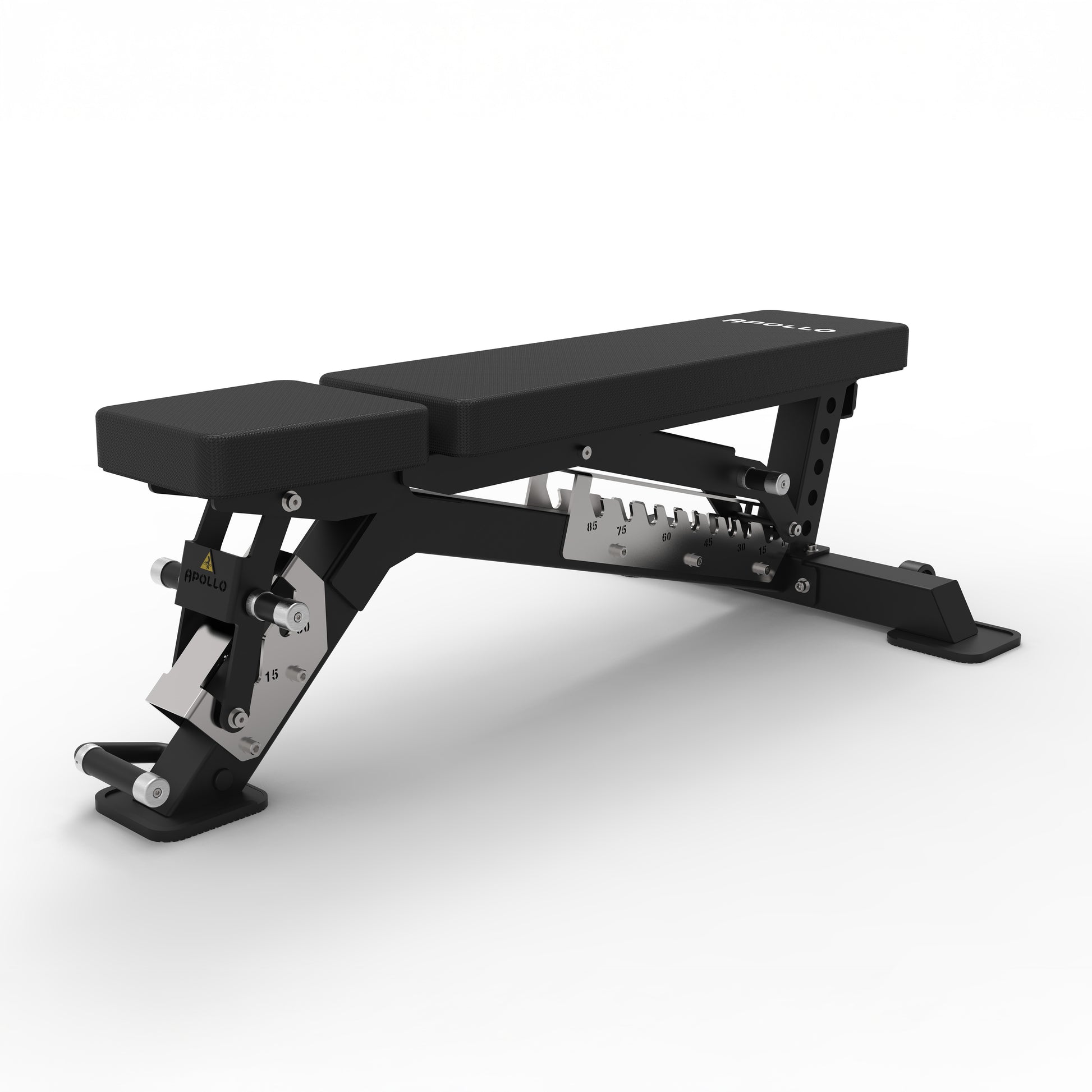 Black adjustable weight bench on a white background