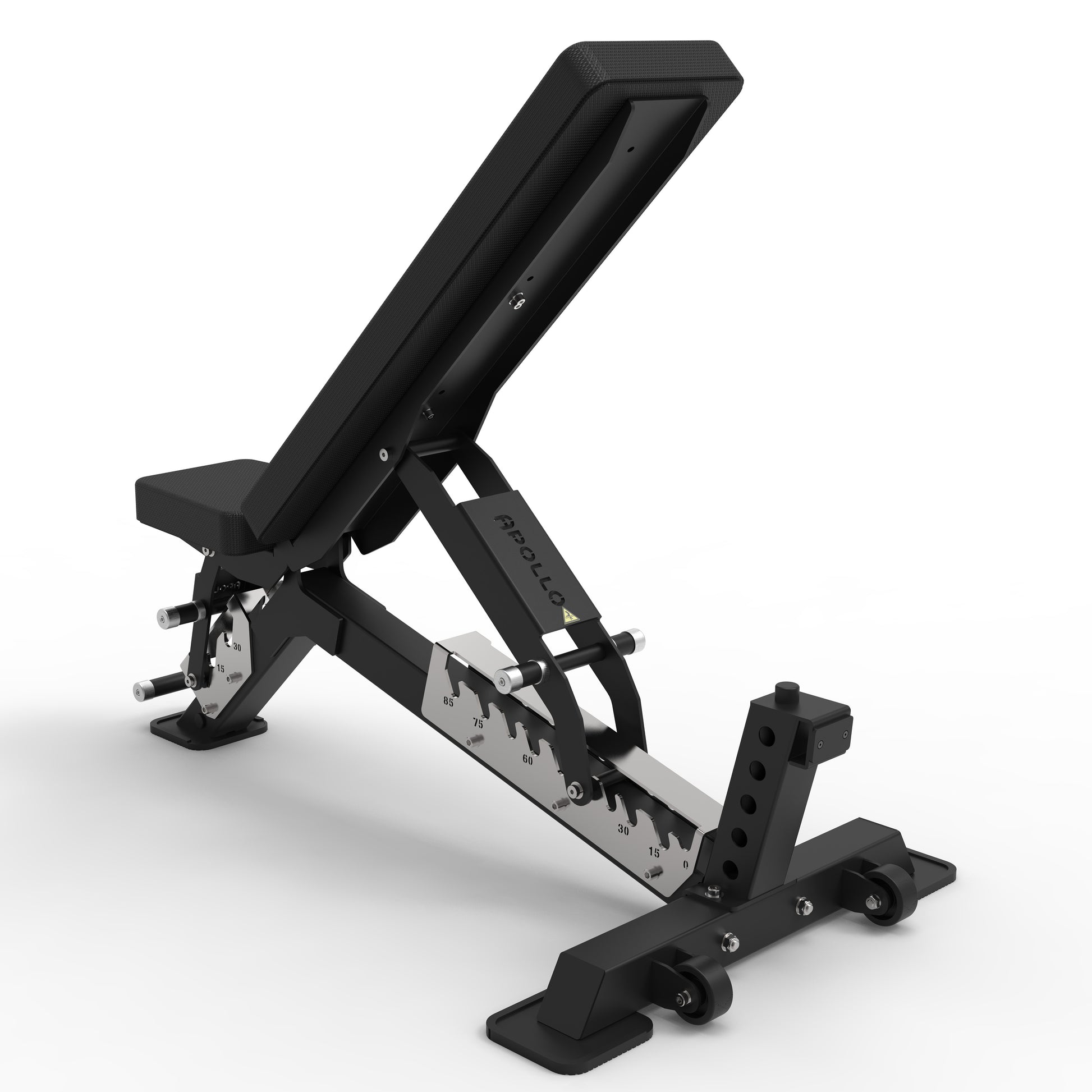 Black adjustable weight bench on a white background