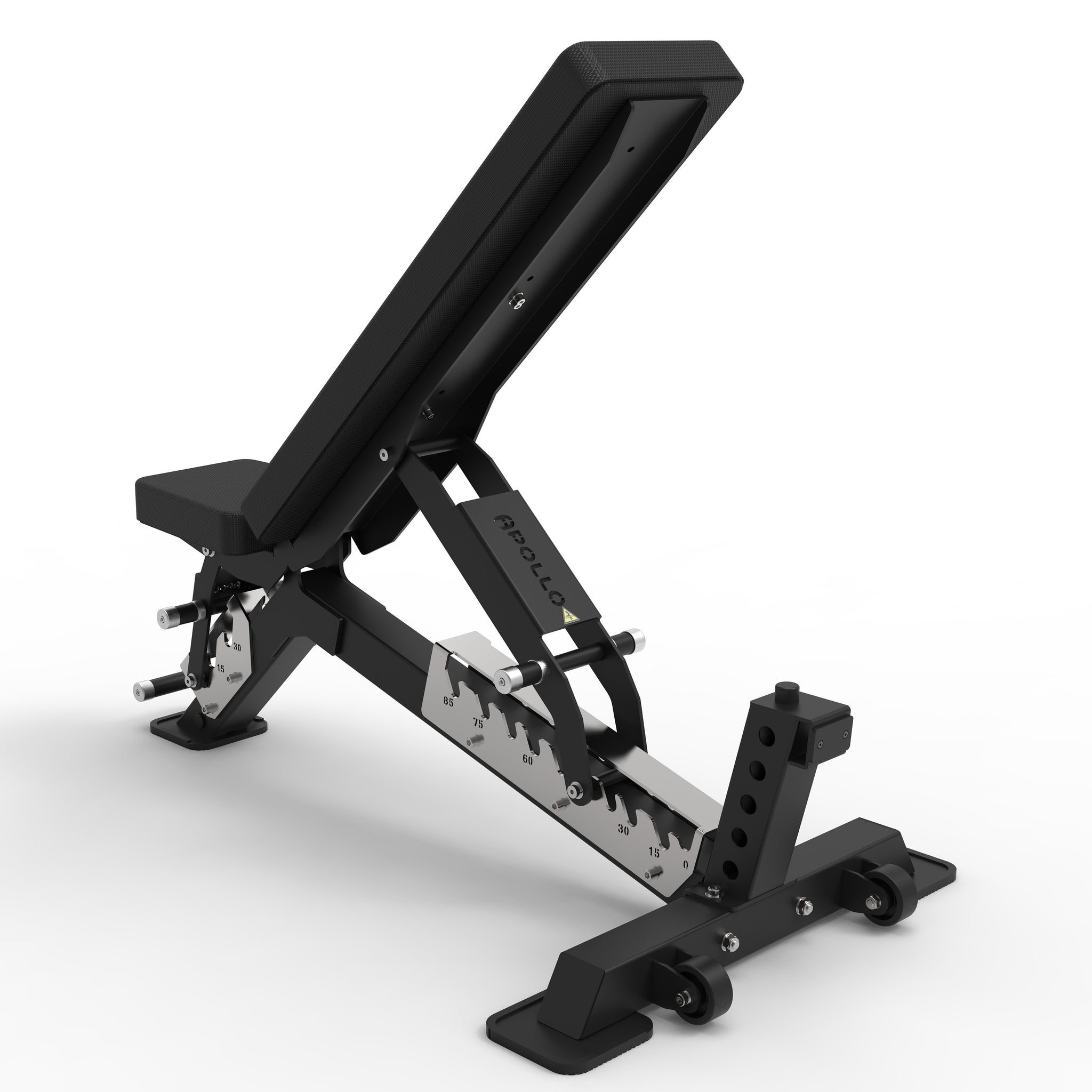 Black adjustable weight bench on a white background