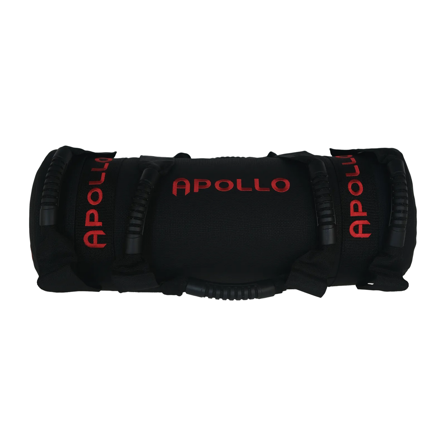 Black elbow pads with red 'Apollo' branding on a white background