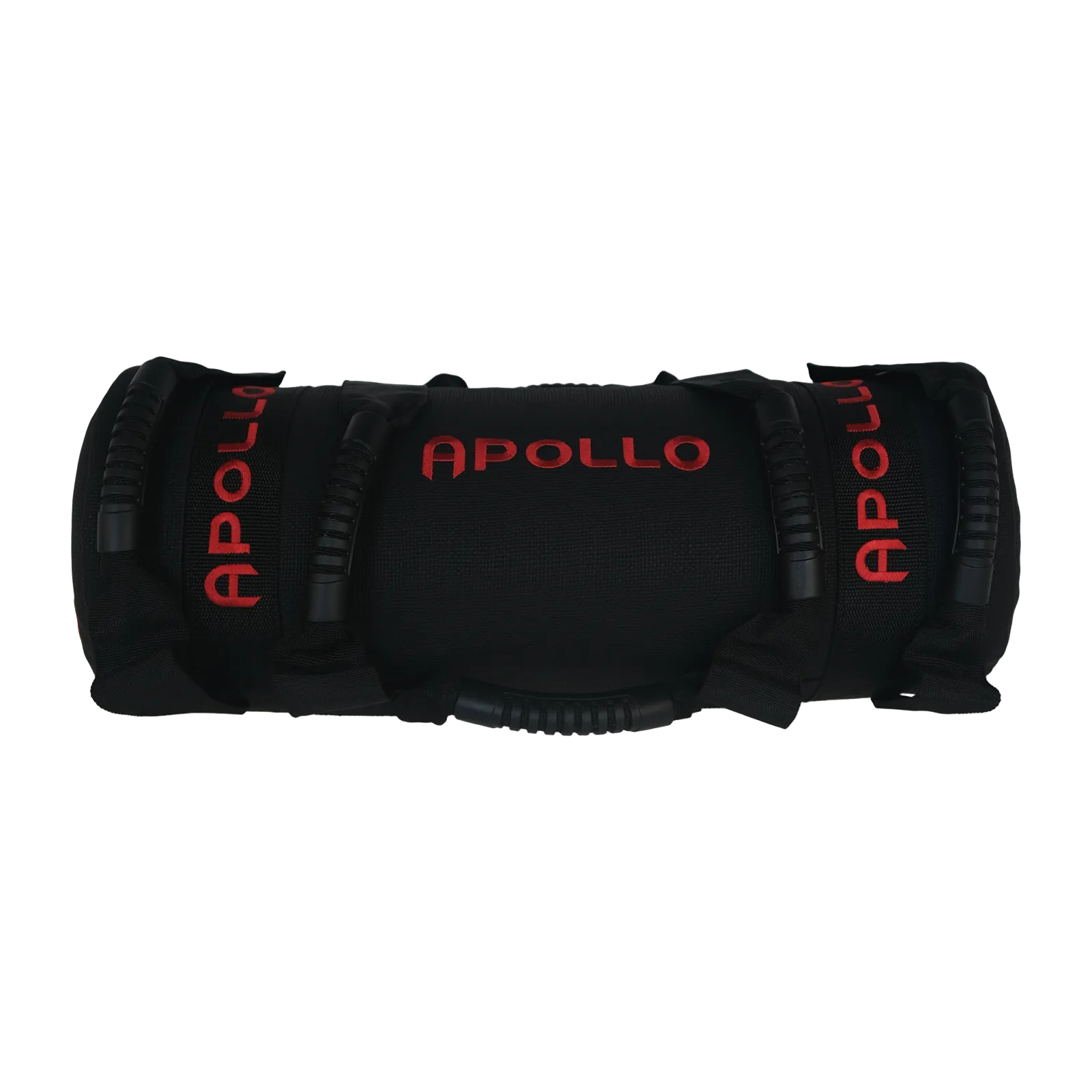 Black elbow pads with red 'Apollo' branding on a white background