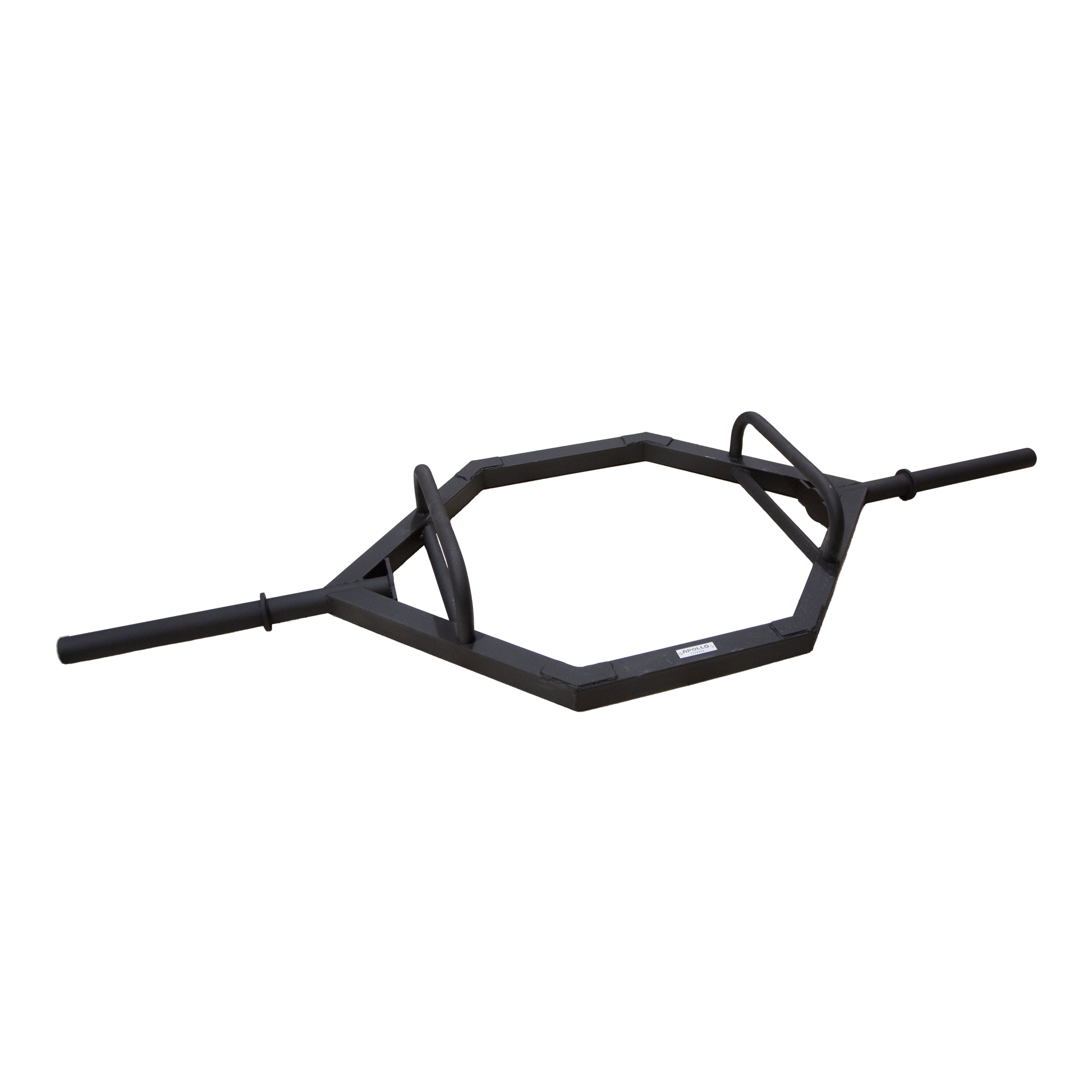 Black hexagonal weightlifting bar on a white background