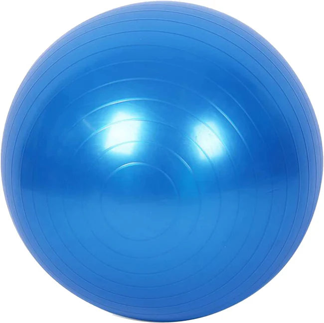 Blue exercise ball on a white background