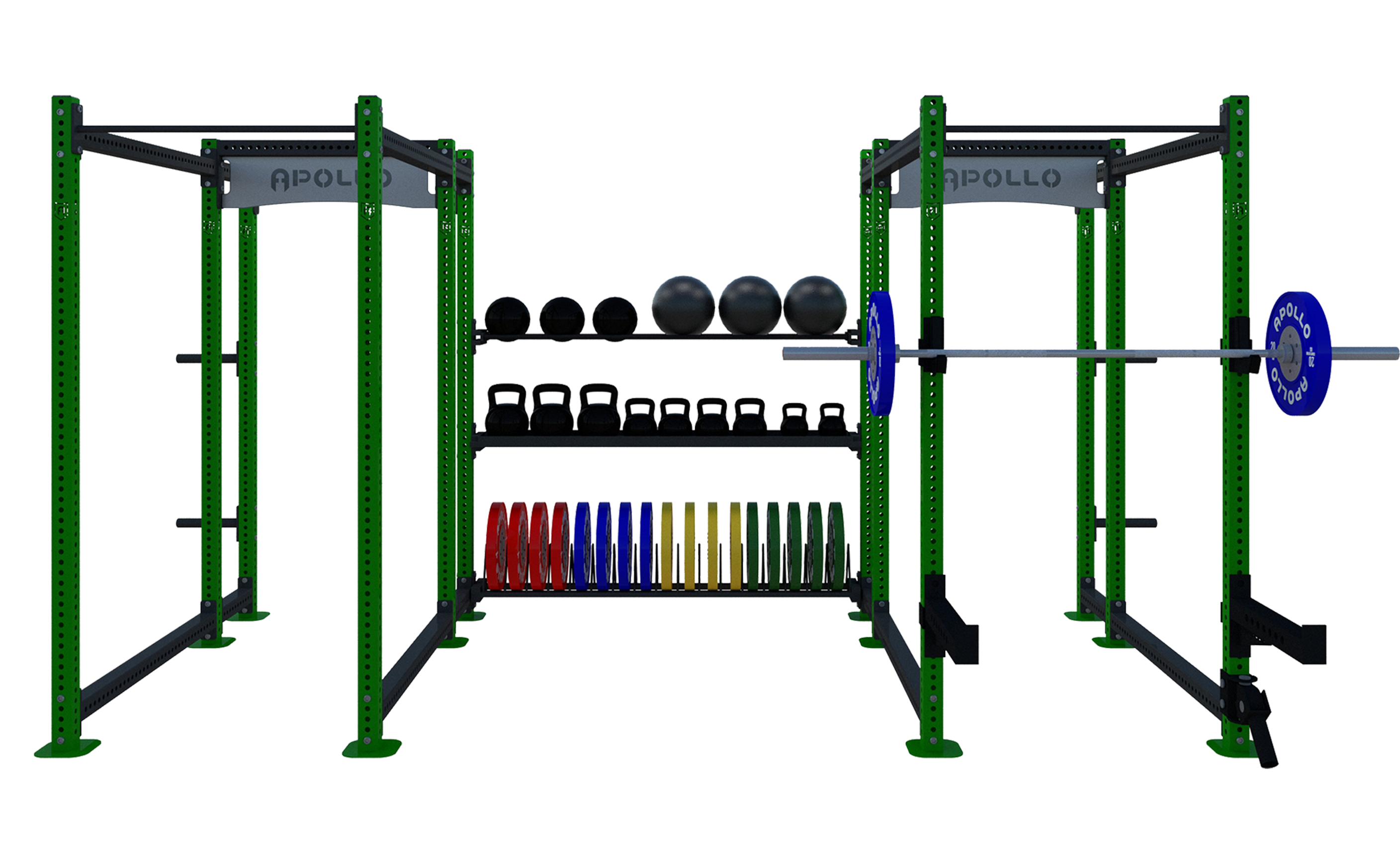 Two Bay Custom Modular Rack with Storage Bay - Apollo Fitness