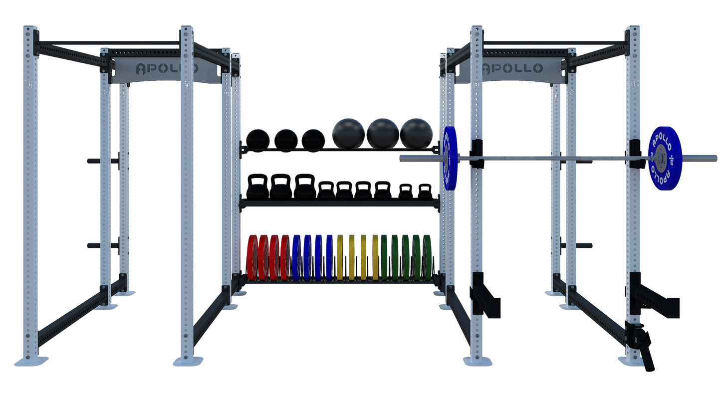 Two Bay Custom Modular Rack with Storage Bay - Apollo Fitness