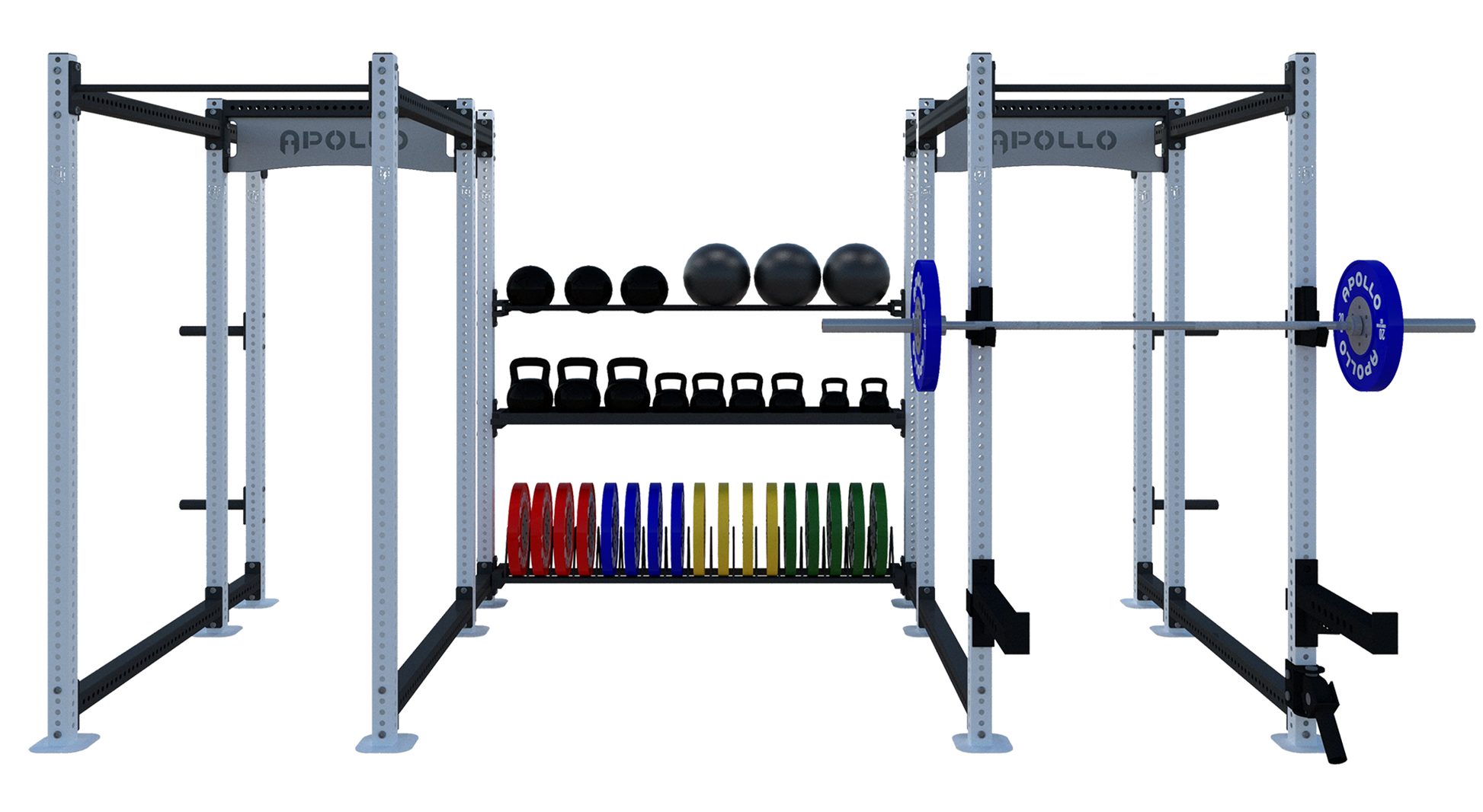 Two Bay Custom Modular Rack with Storage Bay - Apollo Fitness