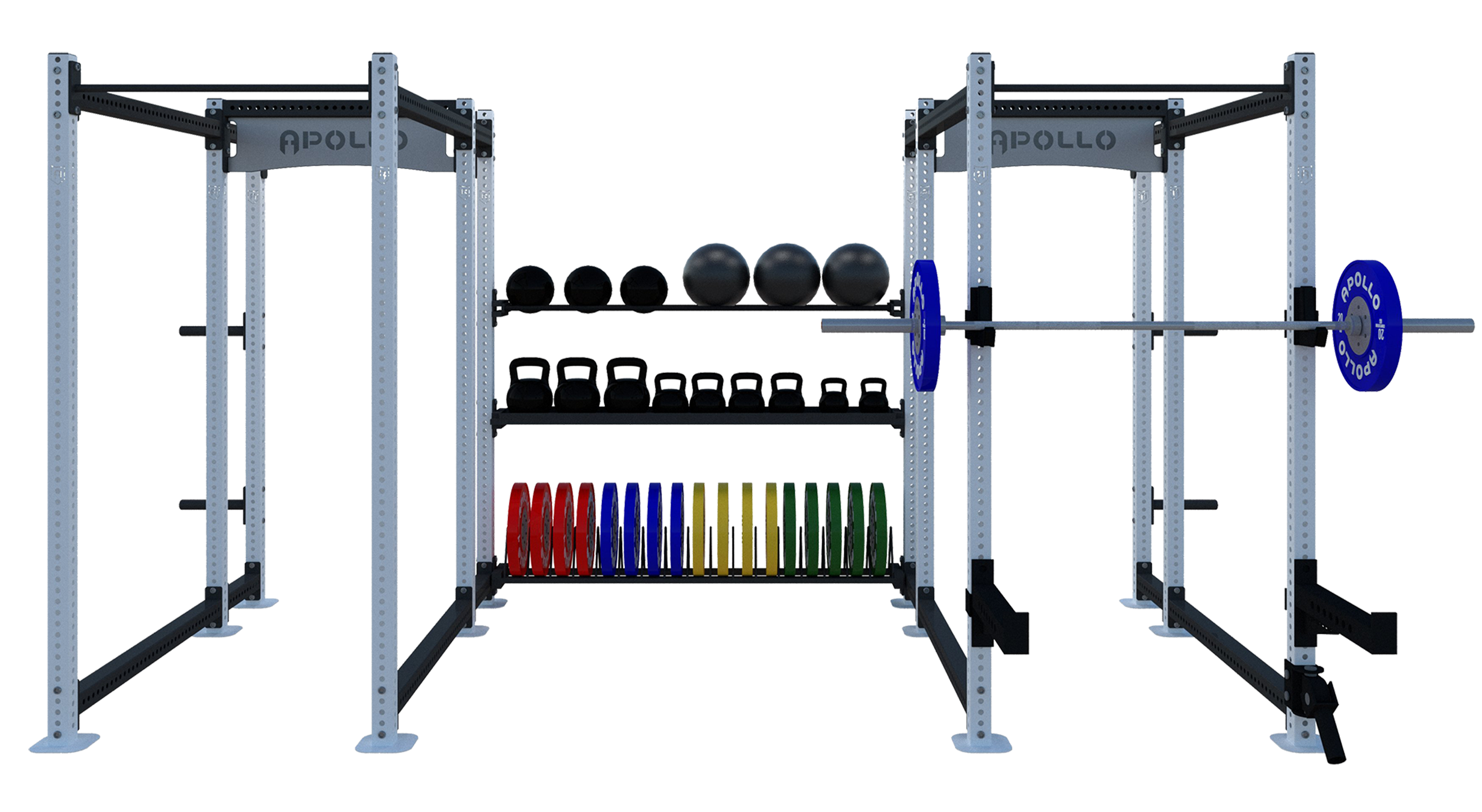 Two Bay Custom Modular Rack with Storage Bay - Apollo Fitness
