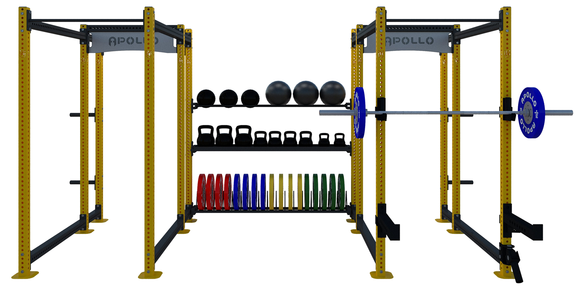 Two Bay Custom Modular Rack with Storage Bay - Apollo Fitness