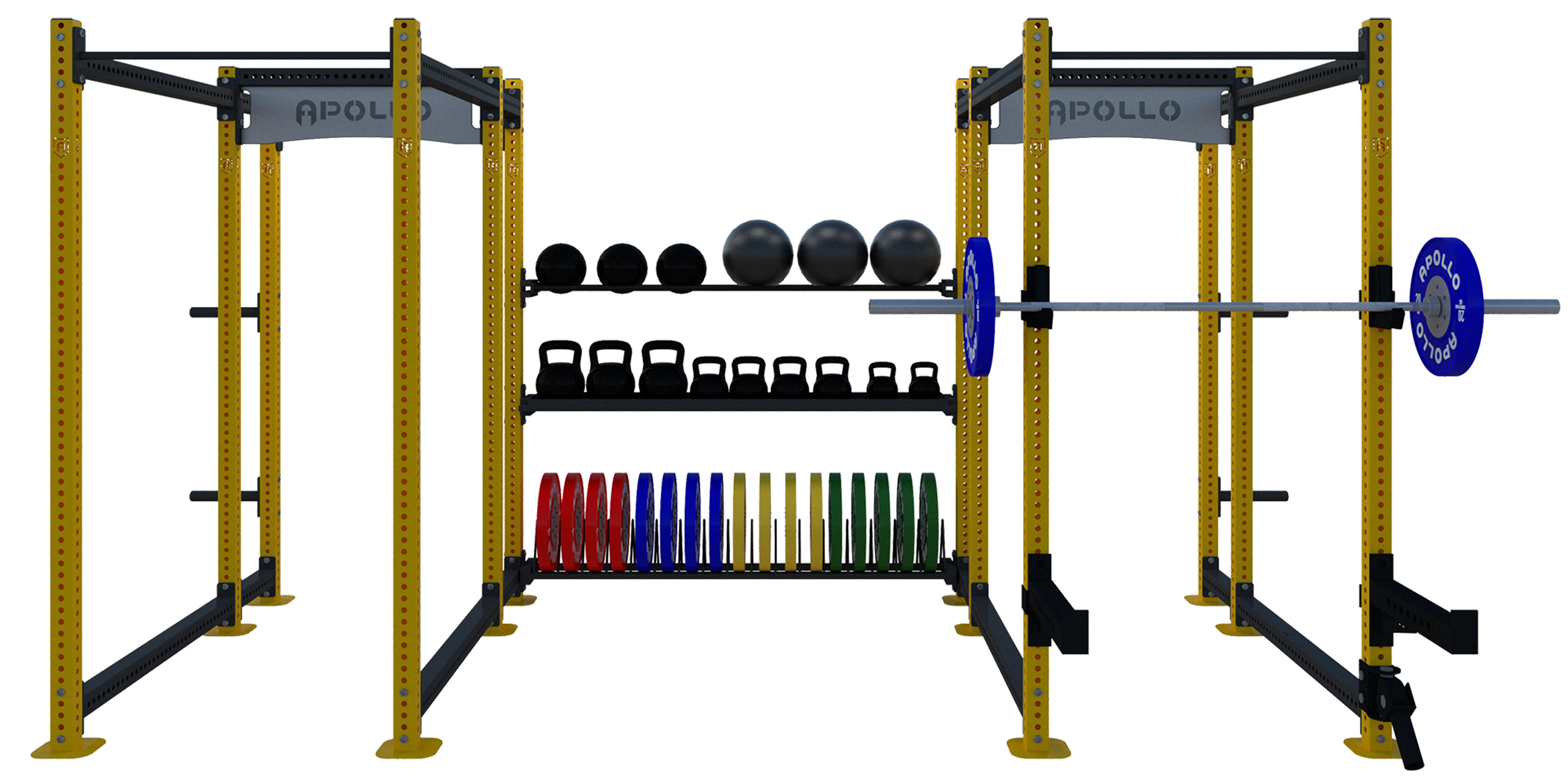 Two Bay Custom Modular Rack with Storage Bay - Apollo Fitness